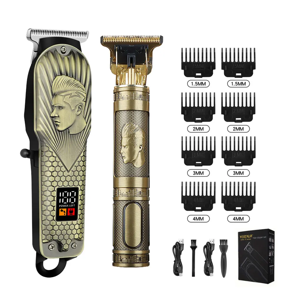 

USB Electric Hair Clipper Barber All In One Gold Light Head Rechargeable Clippers for Men Oil Head Hair Carving Hair Trimmer