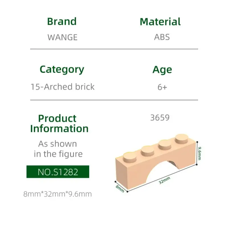 Wange 81Pcs/Lot 3659 1x4x2 Flat Arch Building Blocks MOC Construction Accessories Parts Compatible with Brick Children Toys Gift