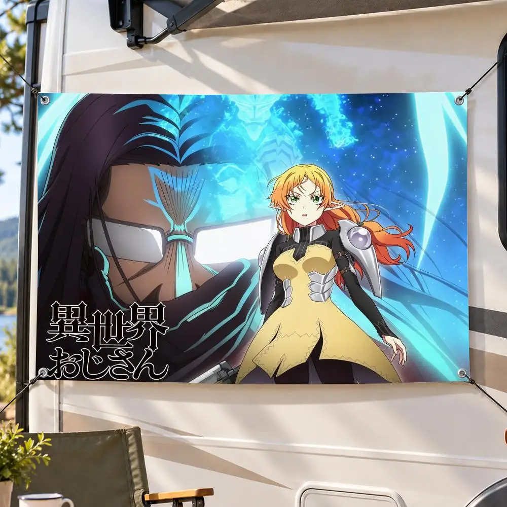Anime Uncle From Another World Flags Decorative Flag Banner Indoor Outdoor Garden Yard Patio Party Camping Wall Decor Gift