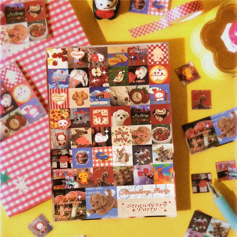 

2 Sheet/set Glitter Retro Japanese Scrapbook Sticker DIY Decor Journaling Sticker Cute Cartoon Dessert Decal Student Supplies