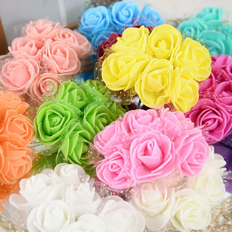 36/72PCS Artificial Rose Flowers PE Foam Rose Head DIY Christmas  Garland Wedding Birthday Party Home Decor Valentines Day Gifts