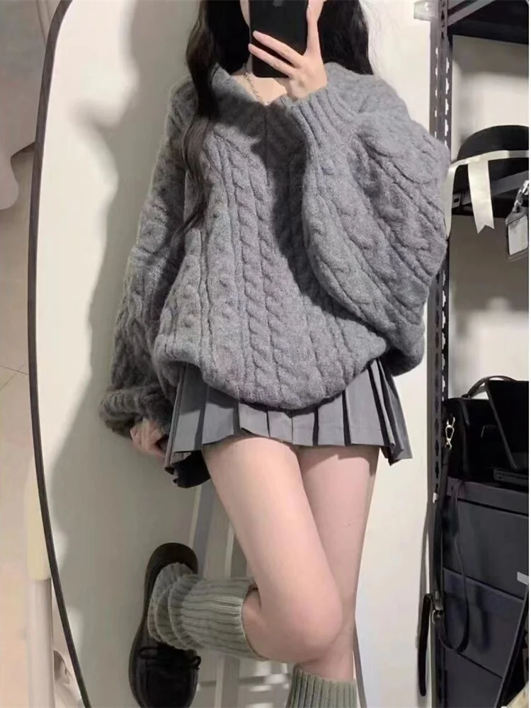 Fall Winter Outfit Sweet And Spicy Lazy Sle Sweater Skirt Set Two Piece Ensemble Polyester Material