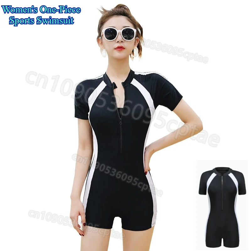 

Professional Women's Conservative One-Piece Swimwear Long Sleeve Short Sleeve Athletic Adult Swimsuit for Swimming & Hot Spring