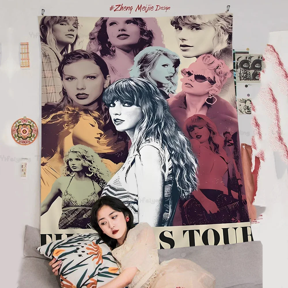 Pop Singer T-Taylor-Swift Tapestry Art Printing Art Science Fiction Room Home Decor Wall Art Decor