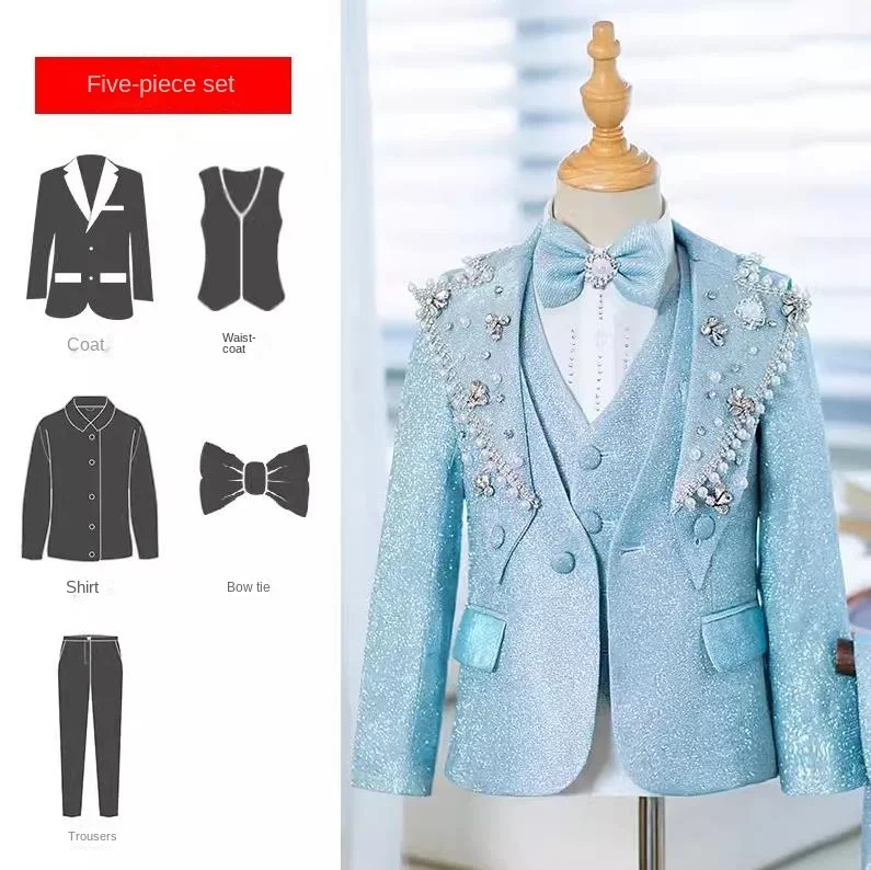 Ensembles de blazers de piano trempés pour enfants, olympiques de mariage pour garçons, robe de soirée, performance de bébé, Aino 42