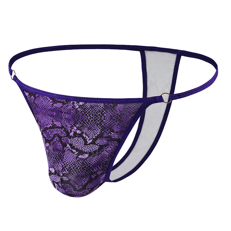 

Men's Snake Print Thong Sexy Novel Tempting G-string Underwear Gays Erotic Low Waist U Convex Pouch T Back Panties String Bikini