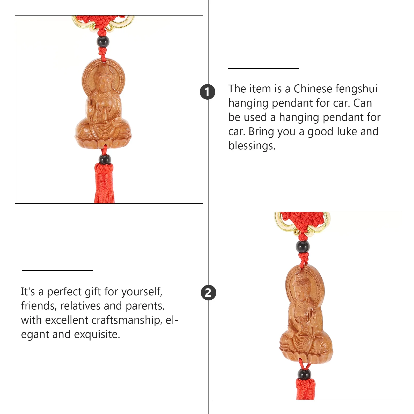 

Solid Wood Guanyin Car Hanging Decoration Exquisite Craftsmanship Traditional Chinese Blessing Ornament Car Hanging Decoration