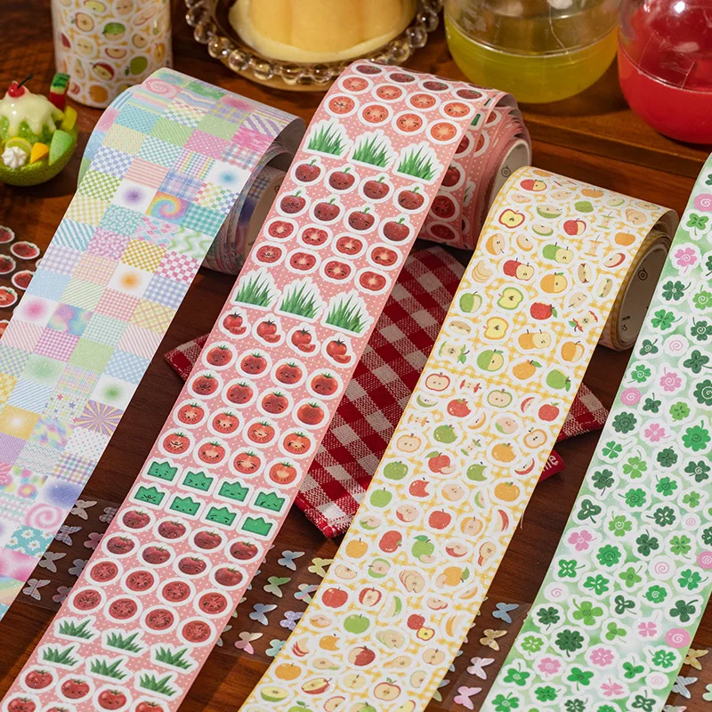 Vintage Retro Mini Stickers Tape Set Japanese Appler Clover Butterfly Series Decal for Scrapbooking Phone Cases Journals Gifts