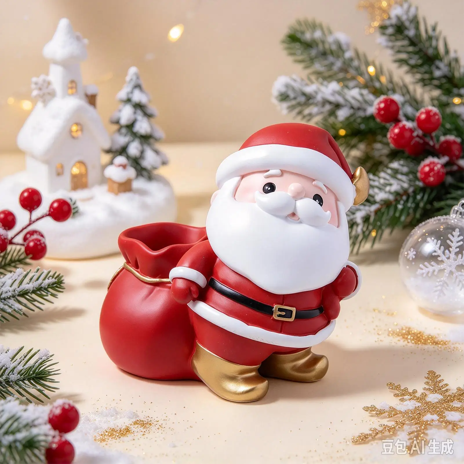 Pencil Holder For Desk Resin Funny Cute Santa Claus Christmas Decor Pen Organizer Desk Accessories For Home Office School