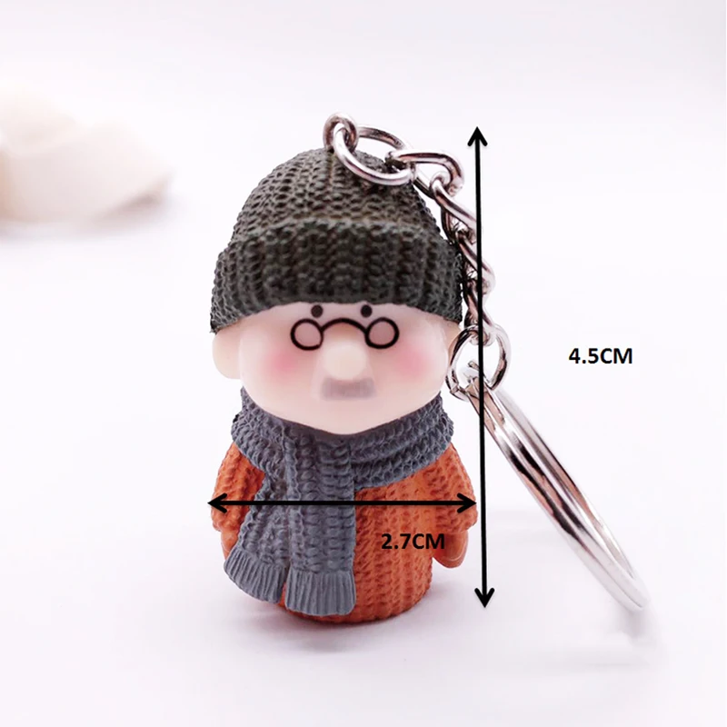 Porte-Clés Amusant avec Personnages de Dessin Animé, Pendentif Mignon, Grand-père, Grand-mère, Couple, Belle Journée de Léon, Noël, Doux, Romantique, Petits Cadeaux