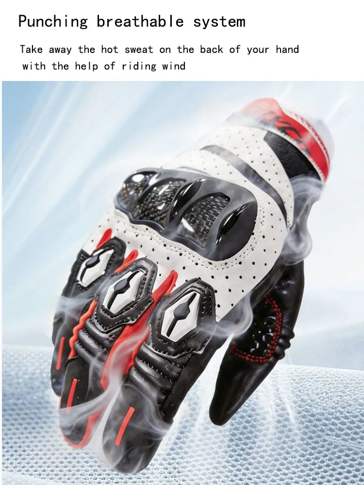 SCOYCO Summer Motorcycle Gloves Microfiber Punching Ventilate Touch Screen Carbon Fiber TPU Protection Motocross Gloves