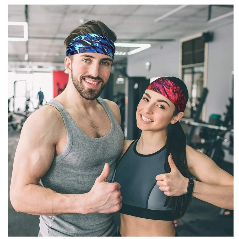 Alta elástica dos homens esportes sweatband bandana impressão ginásio correndo tênis headwrap respirável esportes ao ar livre bandana yoga faixa de cabelo