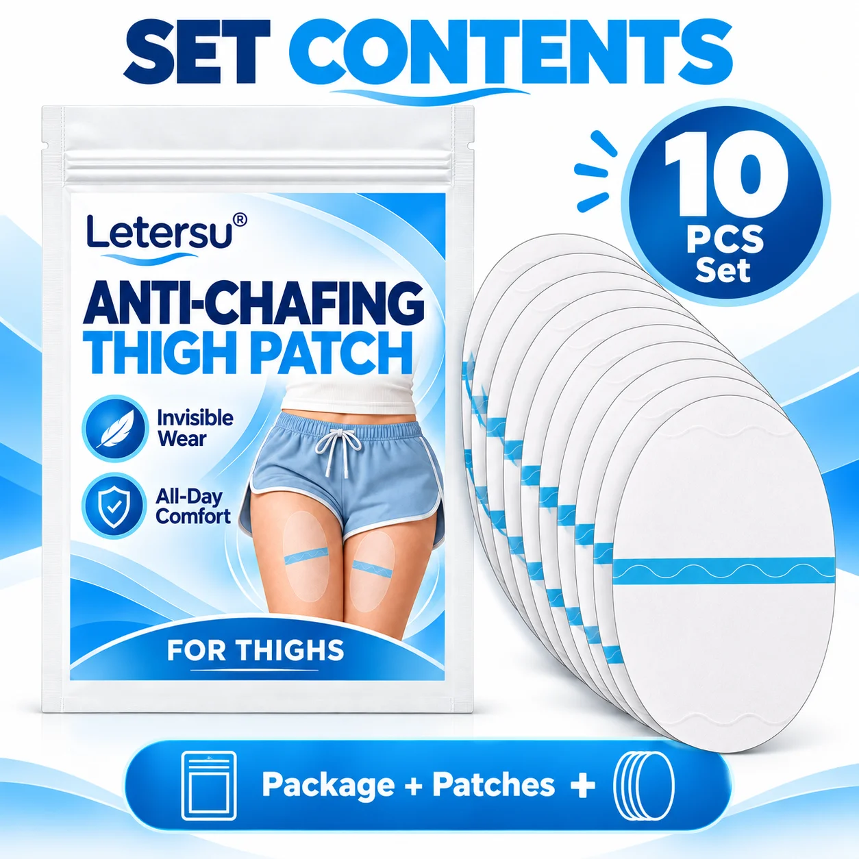 10PCS Thigh Anti Chafing Patches Invisible Wear Anti Friction Thigh Pads Comfortable Leg Skin Protection for Walking Sports Dail