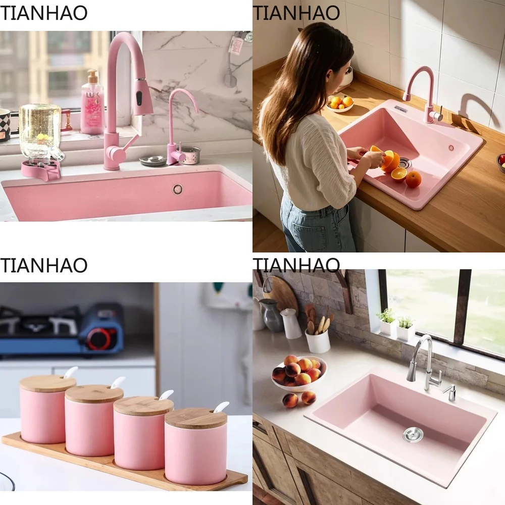 Quartz Stone Large Single-Basin Bar Sink Middle Island Kitchen Undercounter Dishwasher-Safe Vegetable Wash Basin