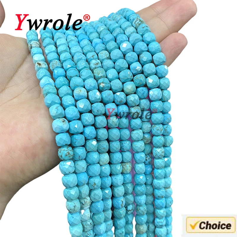 Natuursteen Gefacetteerd Vierkant Blauw Turquoise 7-8Mm Losse Spacer Kralen Voor Sieraden Maken Diy Armbanden Bedels Accessoires