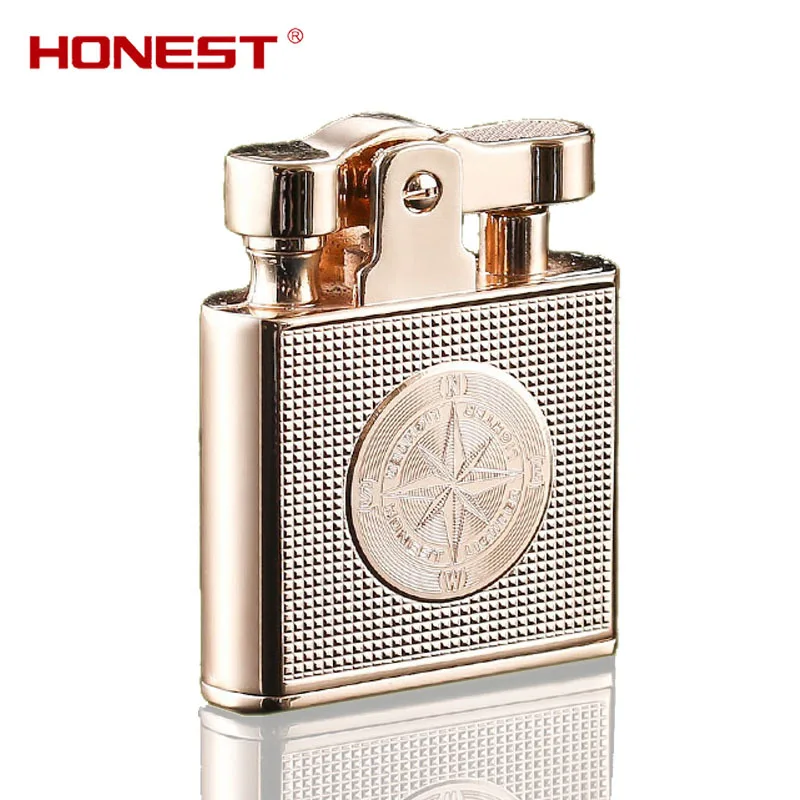 

New Retro Windproof Brass Cigar Lighter Cigar Lighter Men Smoking Accessories Gadget Metal Luxury Kerosene Lighter Waterproof