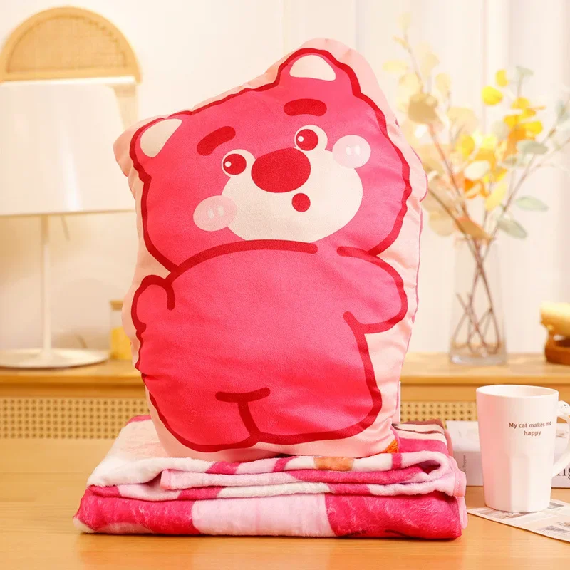 

New Disney Lovely Strawberry Bear Winnie Blanket Throw Pillow Casual Blanket 2-in1 Nap Air Conditioning Blanket Car Cushion Gift