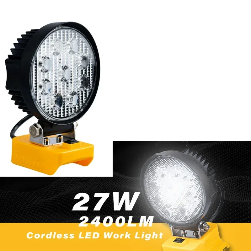 Imagem -02 - Portátil Cordless Led Work Light Luzes de Inundação para Dewalt 20v Bateria Oficina ao ar Livre Garagem de Emergência Pesca Camping Iluminação