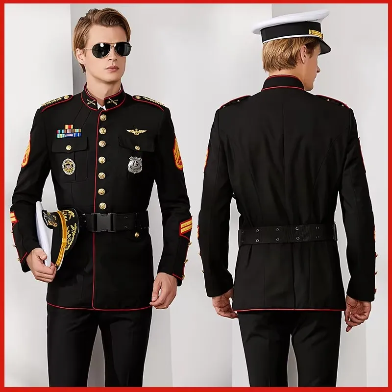 Captain Uniform Set Ship Sailor Suits Stage Performance Pilot Costume Spring Autumn Men Slim Business Evening Dress Suits