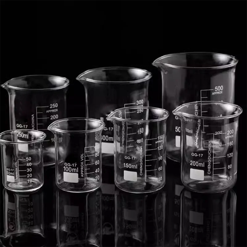 5Pcs Glass Beaker Set 5/10/25/50/100ml Borosilicate Glass Laboratory Measuring Cup Glassware School Study Lab Glass Beaker Set