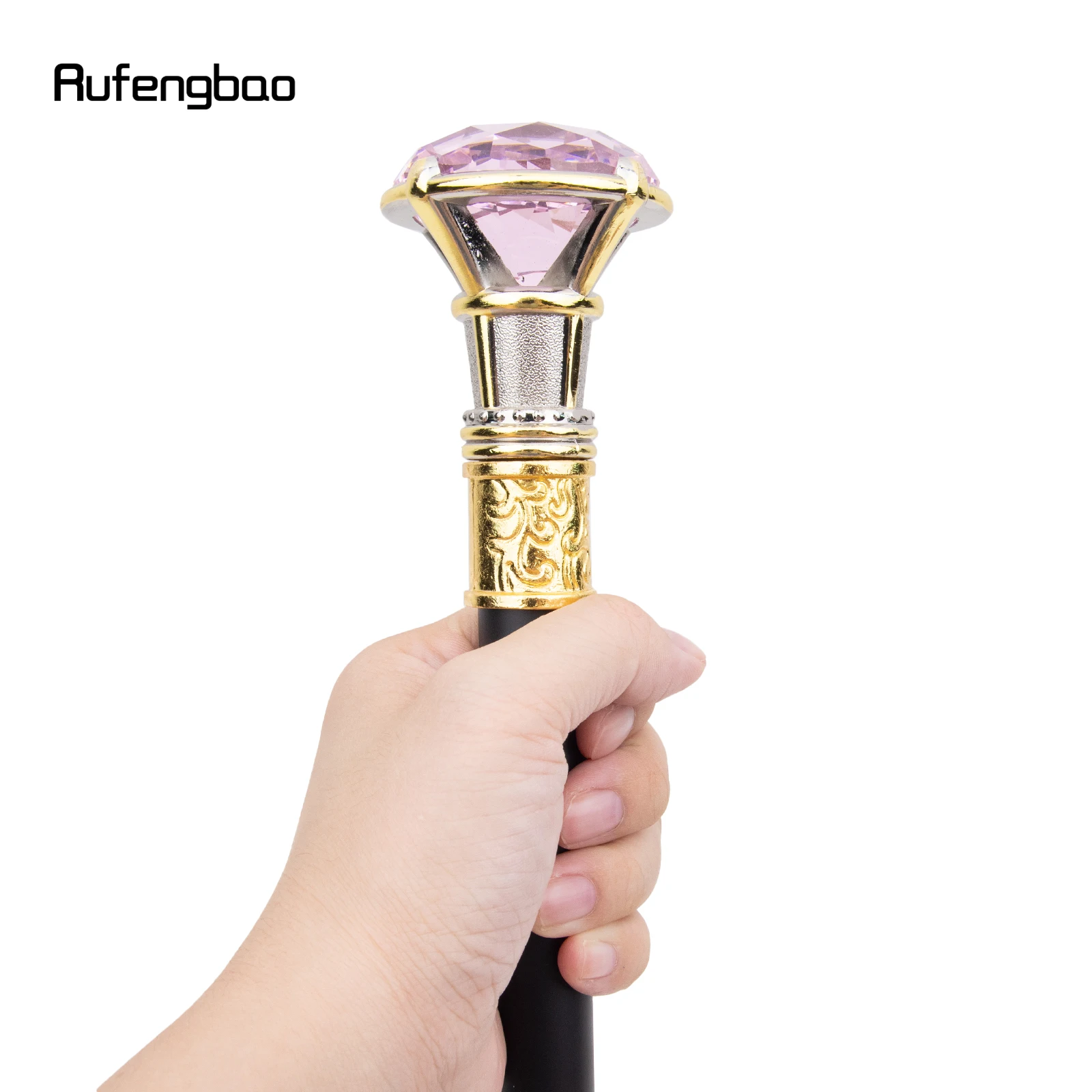 Pink Diamond Single Joint Golden White Walking Stick Versteckte Platte Selbstverteidigung Mode Cane Plate Cosplay Crosier Stick 90cm