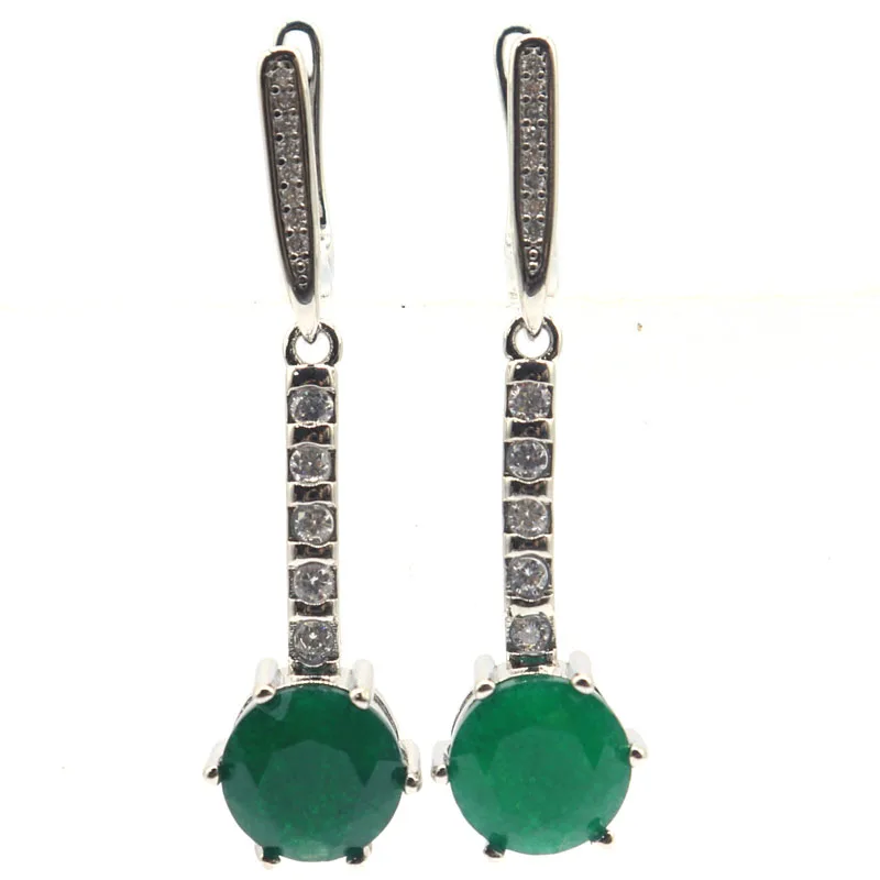 Buy 3 Get 1 Free 40x11mm Pretty 4.6g Real Green Emerald Red Ruby Blue Sapphire CZ Woman's Wedding Silver Earrings