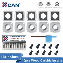 XCAN-inserto de carburo para torno de madera, 10 Uds., 14x14x2mm-30 R150, herramienta de torneado de madera, repuesto de cortador para herramientas de torno de carpintería