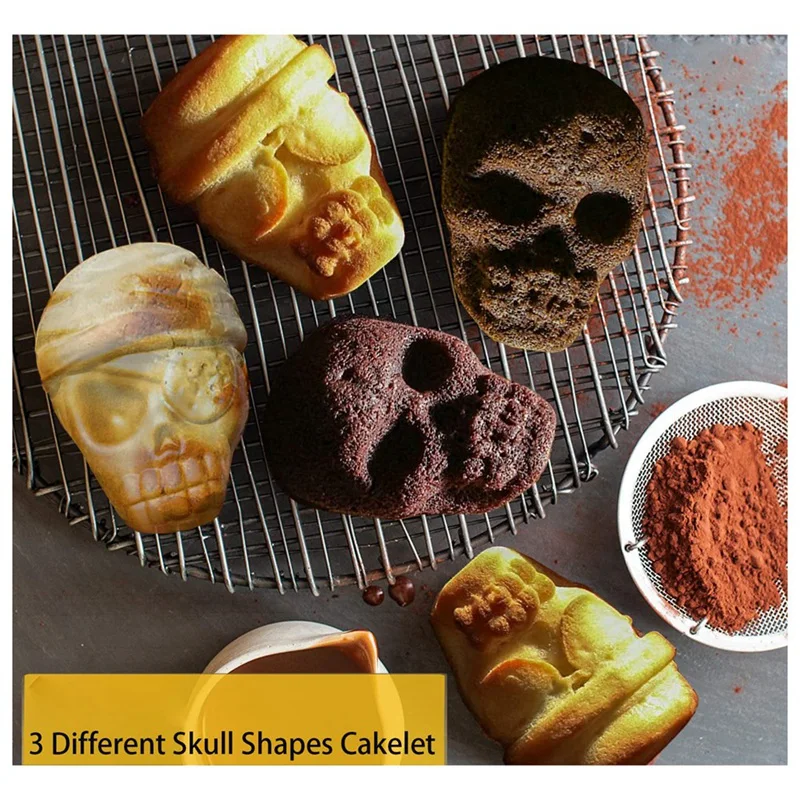 Silicone Skull Cakelet Mold Skull Pirate Cake Tin Baking Pan Halloween Cake Mold Baking Cake Mold