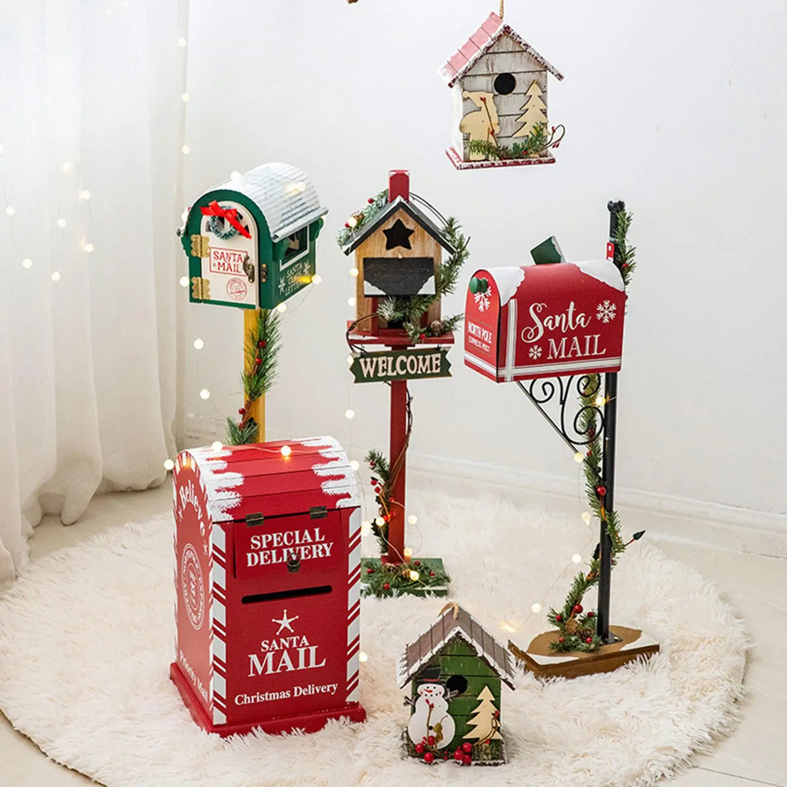 Christmas Santa Mailbox Easy to Use Sturdy Creative Practical Christmas Decoration for Indoor Outdoor Party Room Home Xmas