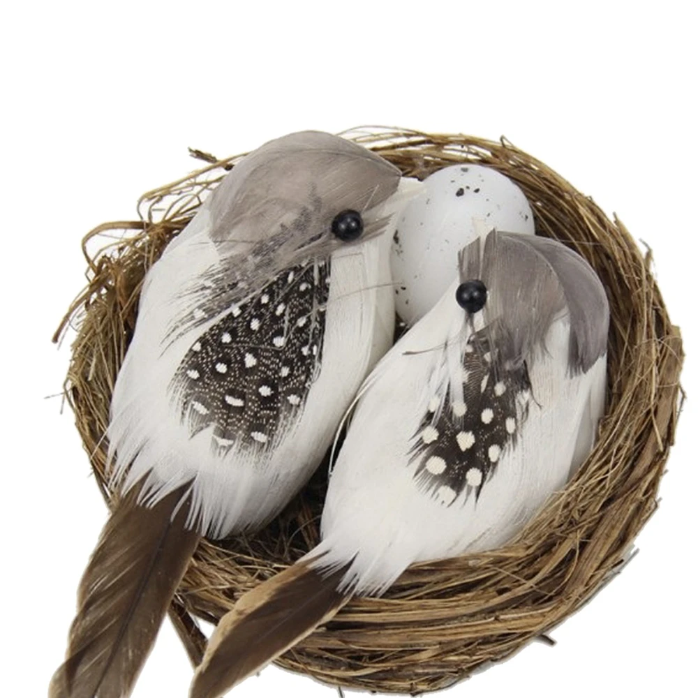 Craft 1/2Set Garden Figurines Parties Miniature Home Decor Bird Nest Artificial Birds Birds Egg