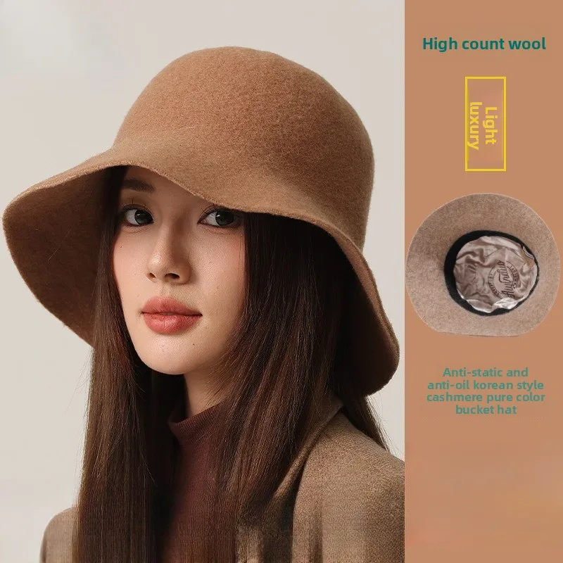 Designer Japanese Light Board Wool Fisherman Hat Women's Foreign Style Counter Quality Shows The Face Small Felt Basin Hat Tide
