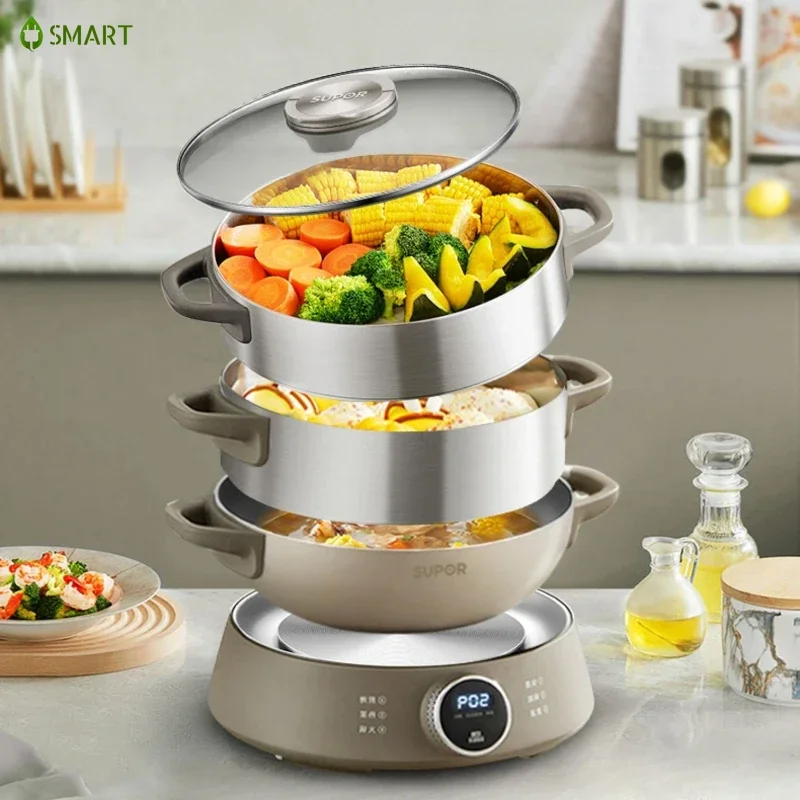 Electric steamer household large capacity multifunctional new style steaming stew pot electric frying pan small