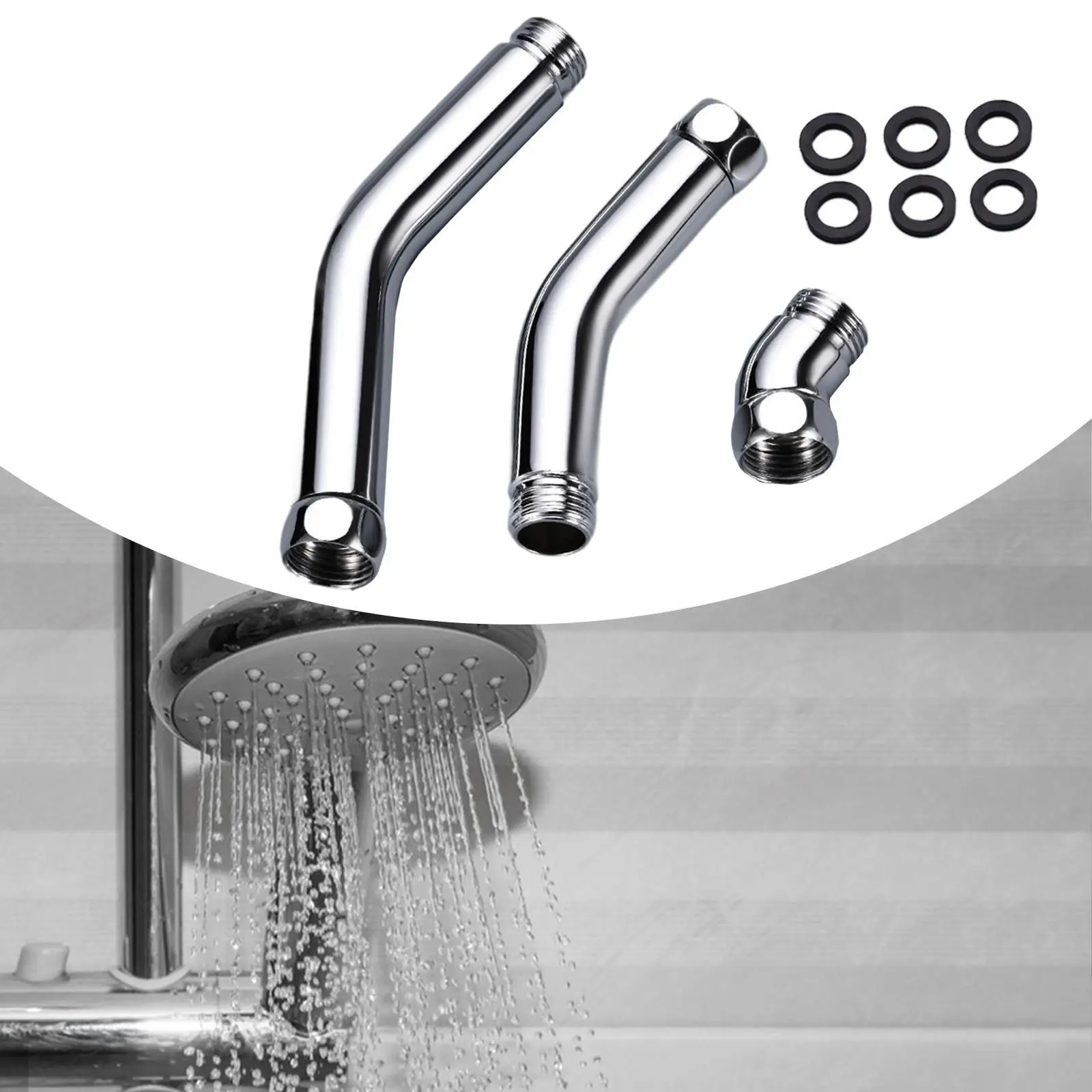 

3Pcs Shower Head Elbow Connector G1/2" Universal Accessory Sturdy Anti Leaking for Standard Shower Systems with Washers 135°