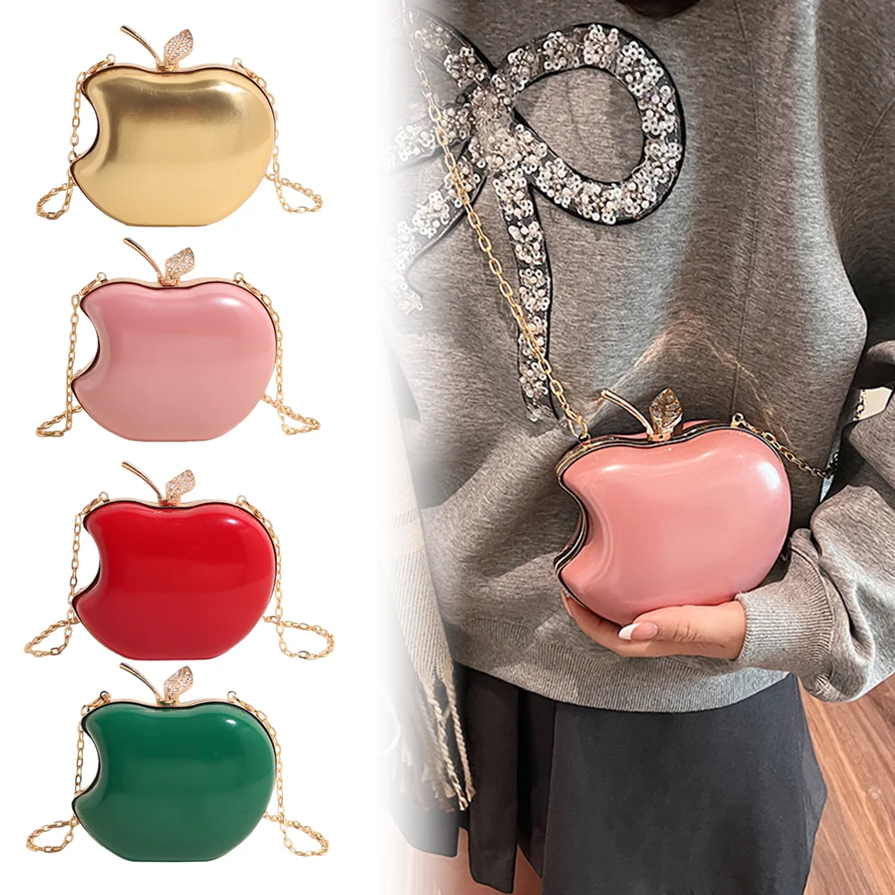 

Fruit apple shape Women's PU leather clutch crossbody bag, cute shape, suitable for girls, cosmetic bag coin purse, versatile ba