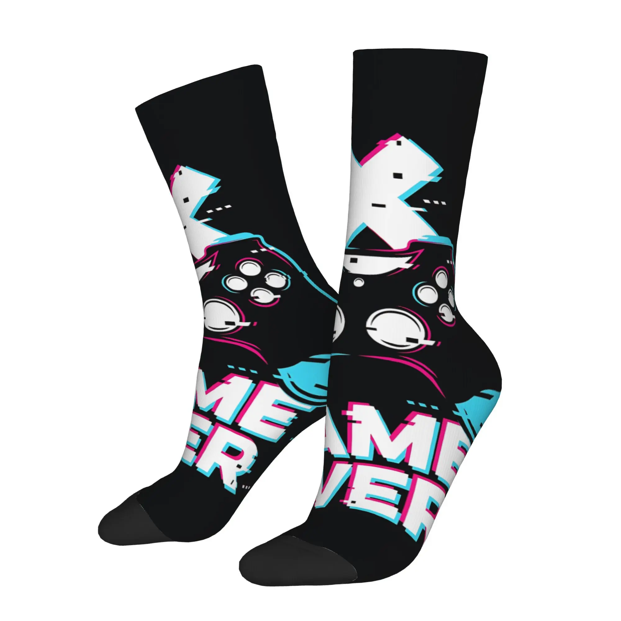 

sports socks calcetines personalizados Unisex Neon Gaming Controller Print Retro Harajuku Street Style Novelty Casual Sock