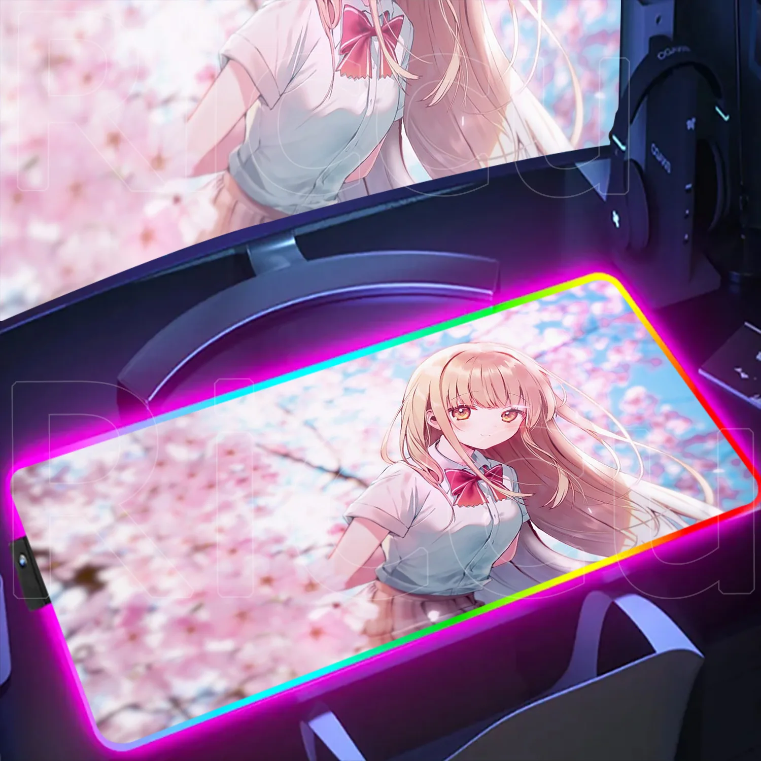 

HD Printing Anime Girl Shiina Mahiru Mouse Pad Rubber Keyboard RGB Mousepad XXL Keyboard Laptop Gaming Anime Cute Large Desk Mat