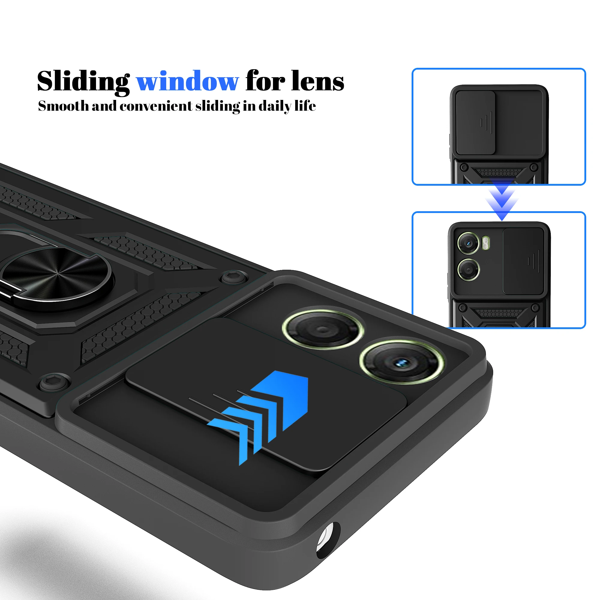 모토로라 모토 G06 슬라이드 카메라 보호 스탠드 폰 케이스 모토 G05 G04 커버용