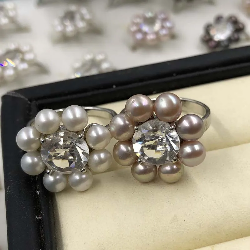 ELEISPL Lots 45 PCS Mixed TWO Style Freshwater Pearl Rings #22010306-5