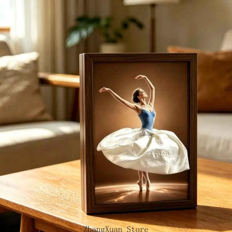 Dekorative Schachtelhülle aus Seidenpapier aus natürlichem Holz mit anmutiger Ballettfigur 3XUF – Detail 8