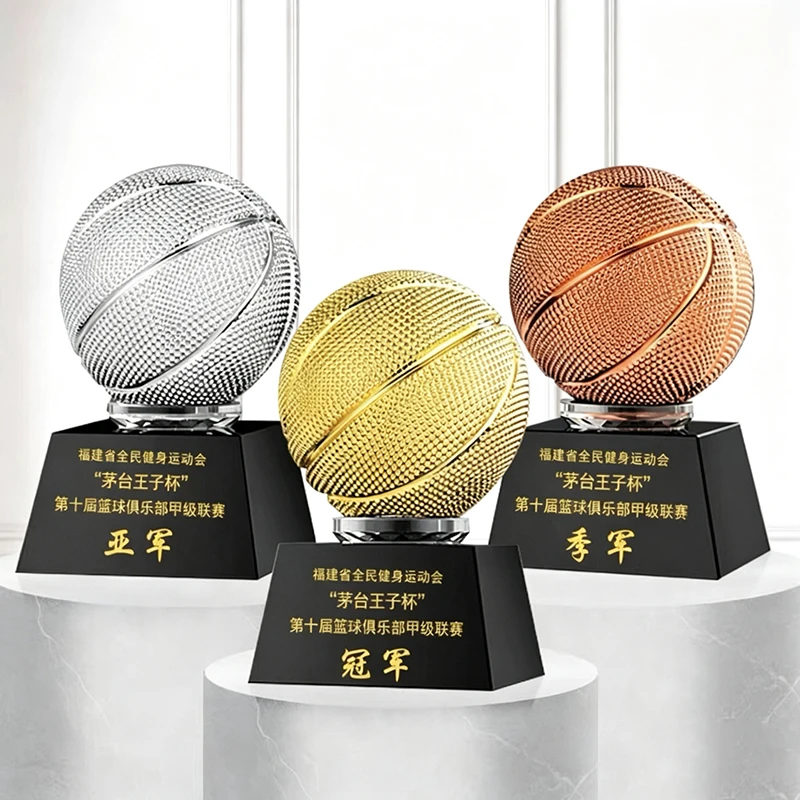 Gold Silver Bronze Resin Crystal Glass Award Cup Champion Trophy DIY Custom Text Logo Engraving Football Basketball Competition