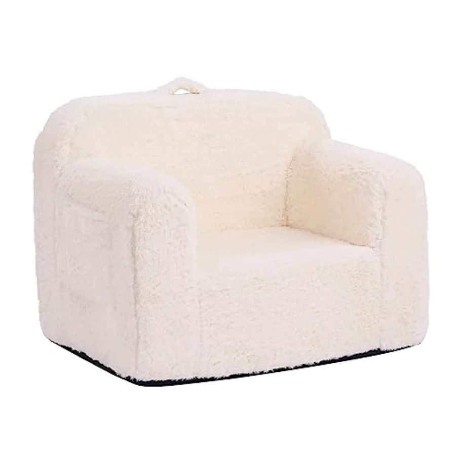 Lightweight and Comfy Sofa Couch for Toddlers with Carrying Handle and Side Pockets Soft Plush Armrest Chair Ideal for Reading