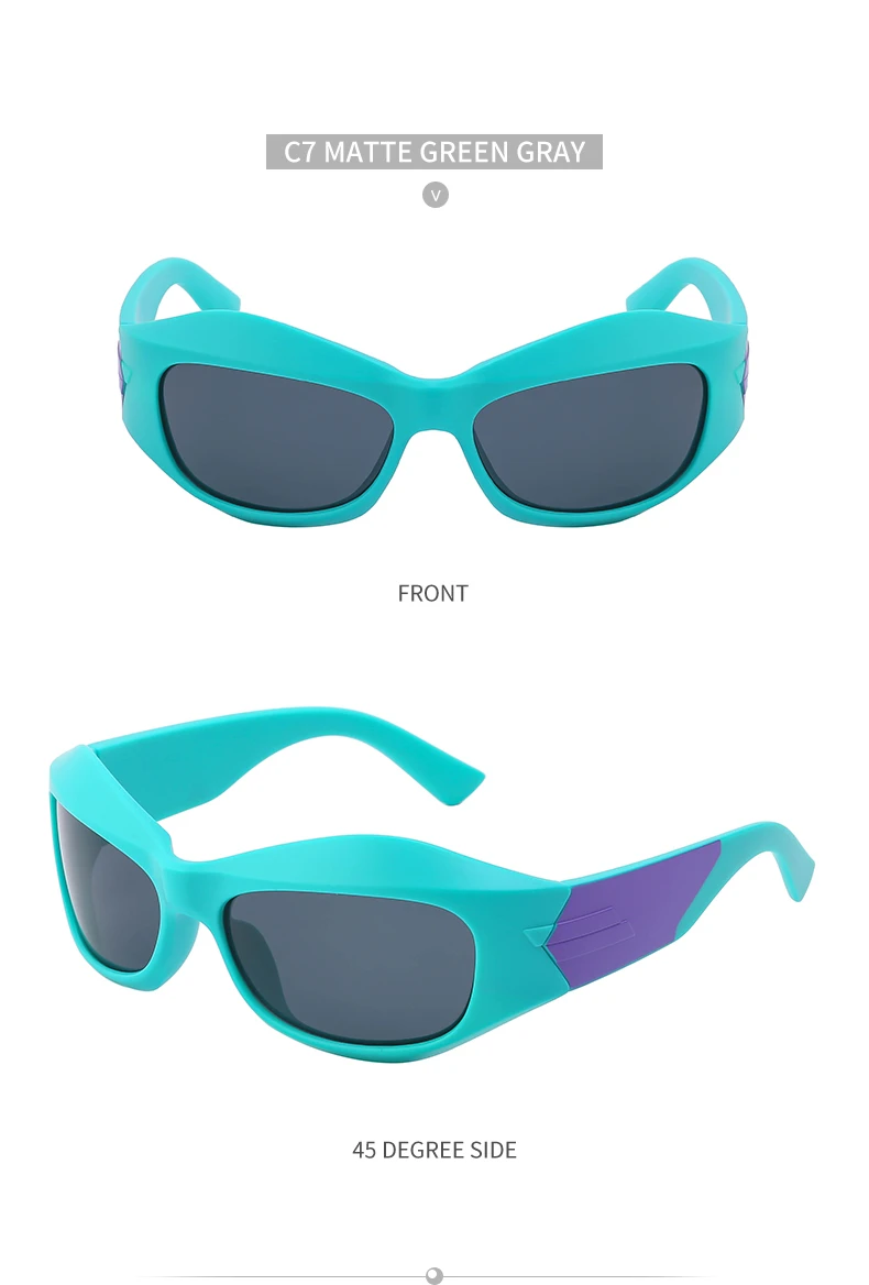 Cyber Y2K Punk Sonnenbrille für Damen und Herren, Sportliche Eckige Sonnenbrille für Damen 2026, Luxusmarke Steampunk Silberne Brillen UV400-Schutz – Detail 25