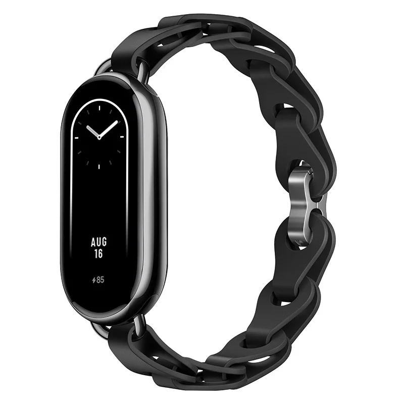 Correa de silicona para Xiaomi Mi Band 8, pulsera con hebilla de acero inoxidable, repuesto NFC