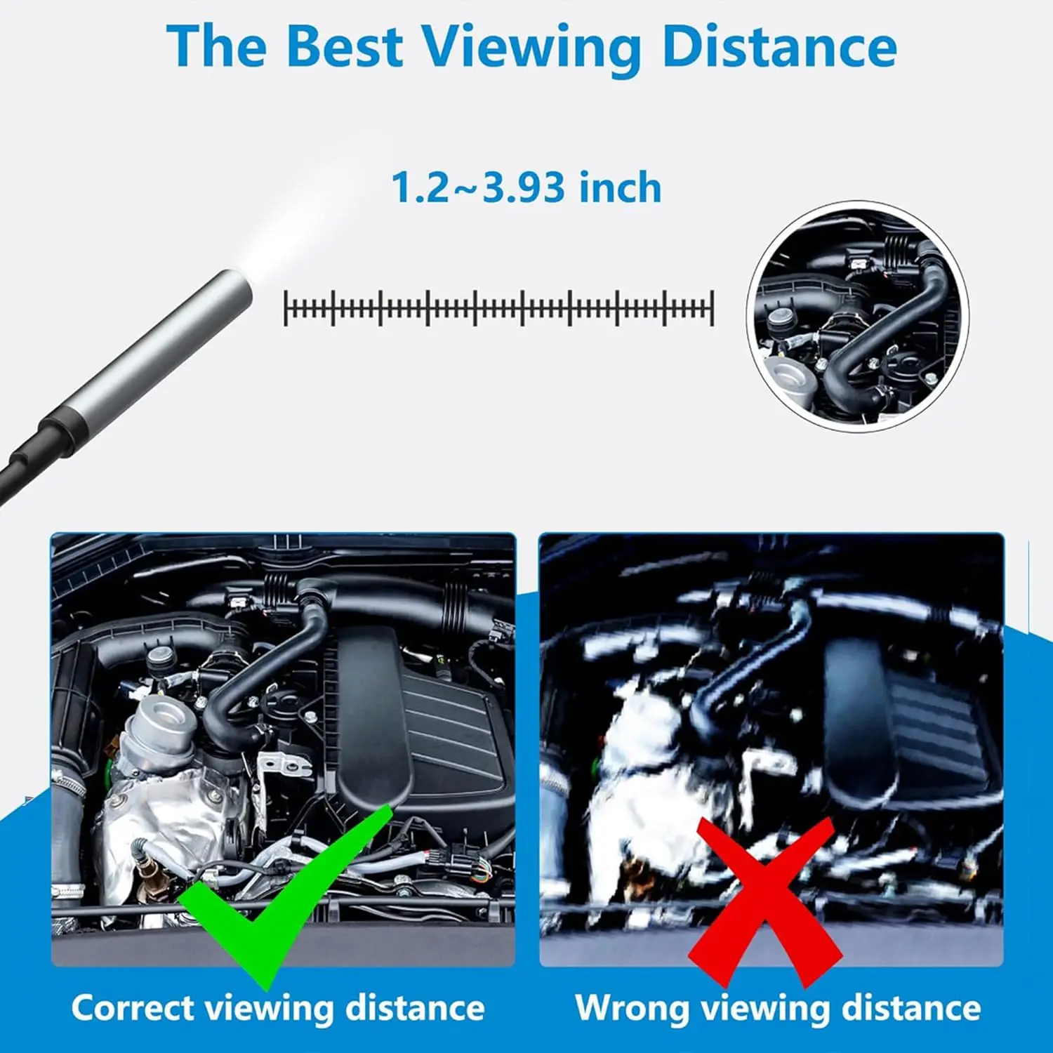 Industrial Endoscope Camera for iOS System HD 960P Waterproof Inspection Sewer Borescope Camera for Checking Car