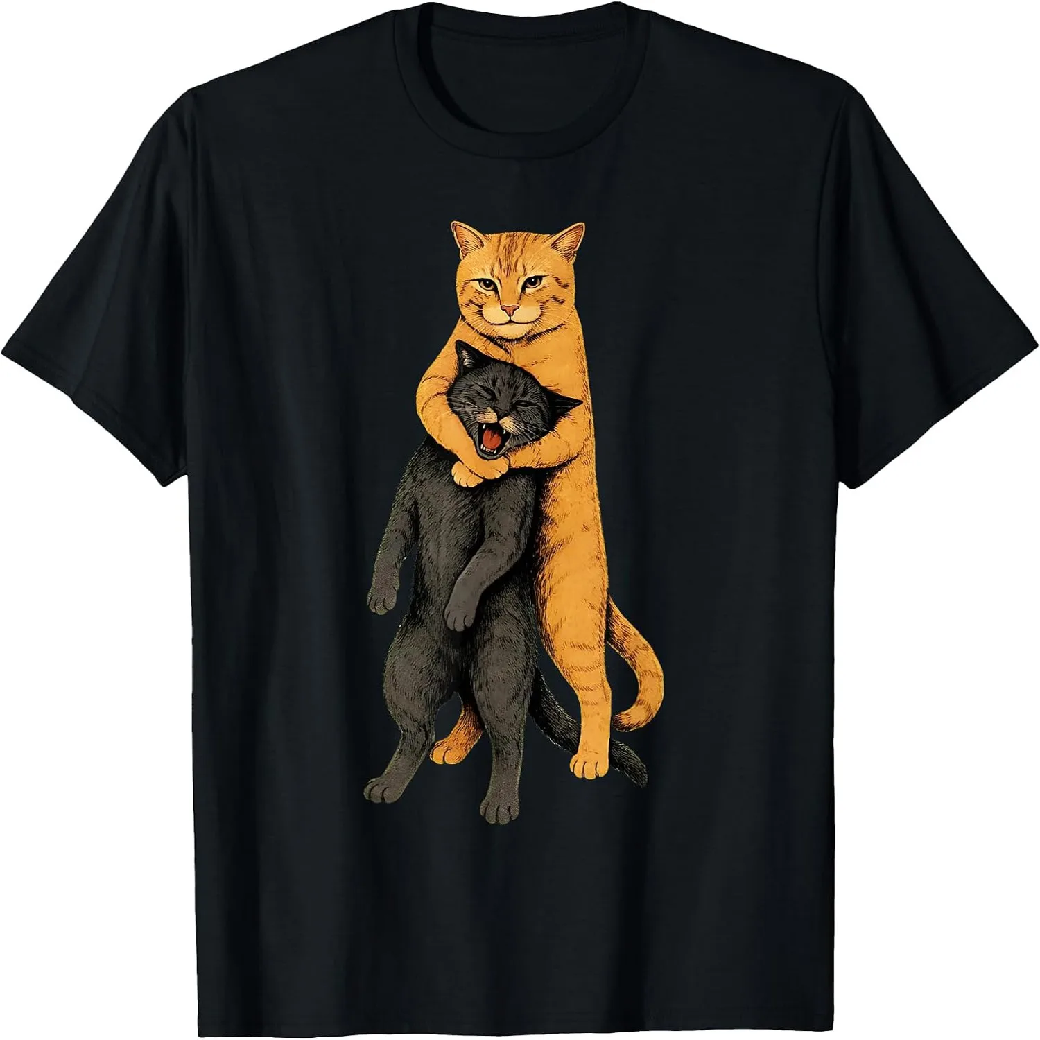Cat Headlock Funny Hugging Cats Vintage Feline Humor T-Shirt
