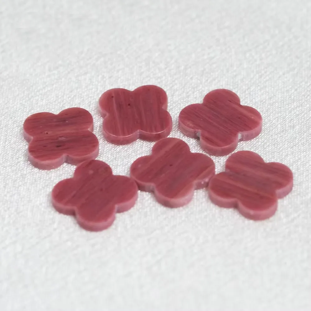 Natural Rhodonite Beads for Jewelry Making Four Leaf Clover Pink Charms for Crafting