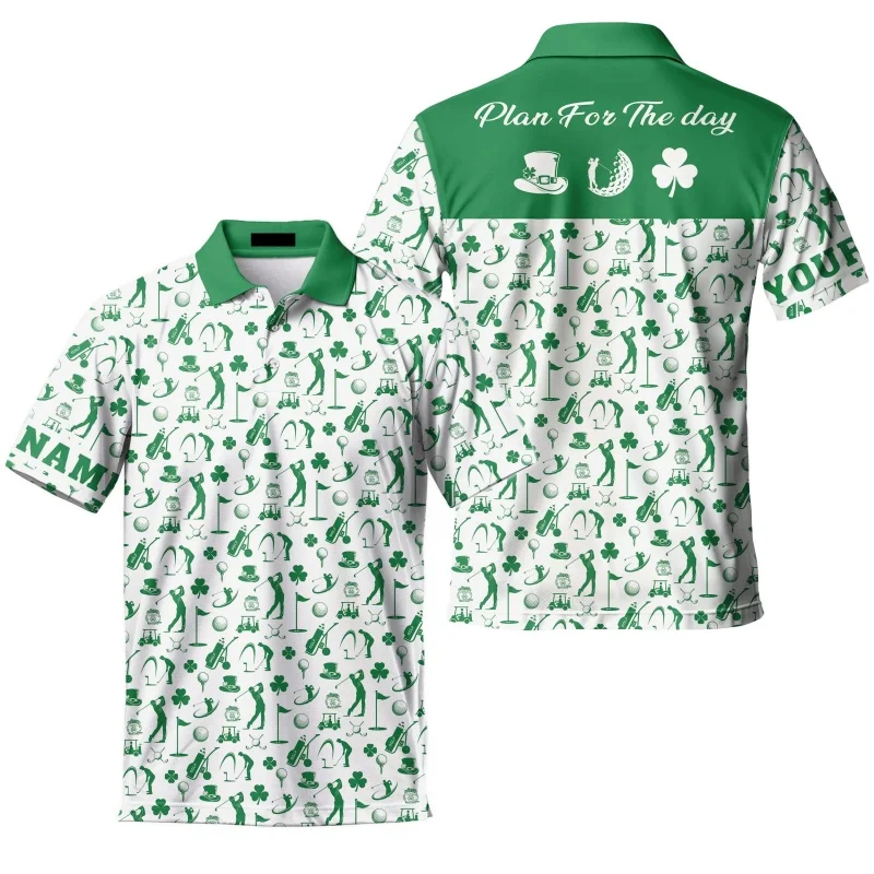 Poloshirt mit St. Patrick's Day-Muster für Herren, individuell gestaltete Golf-T-Shirts mit 3D-Druck, Sommer-Kurzarm-Revers-Tops, Unisex-Sport-T-Shirt