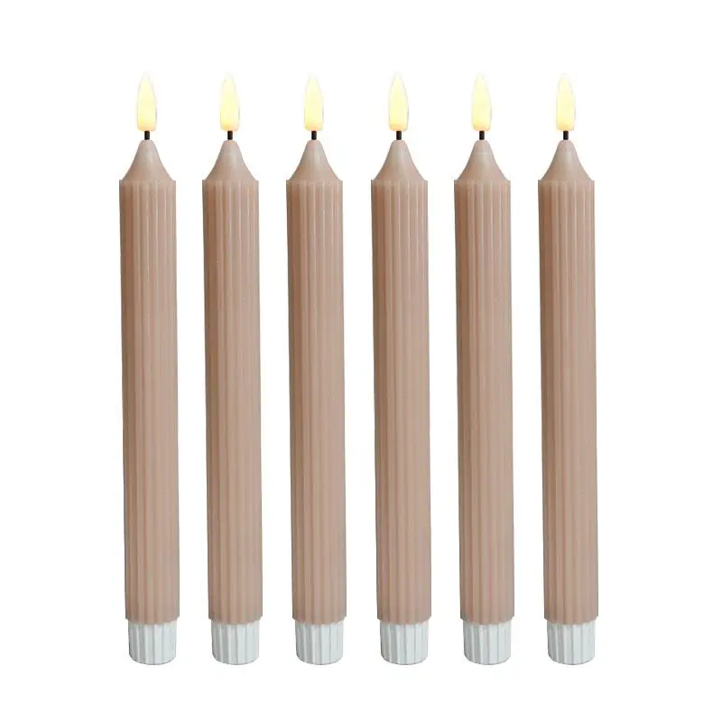 Pack of 6 Taper Candles Flickering w/Remote Battery Operated LED Window Candles Striped Real Wax 3D Flickering Flame Wedding Dec