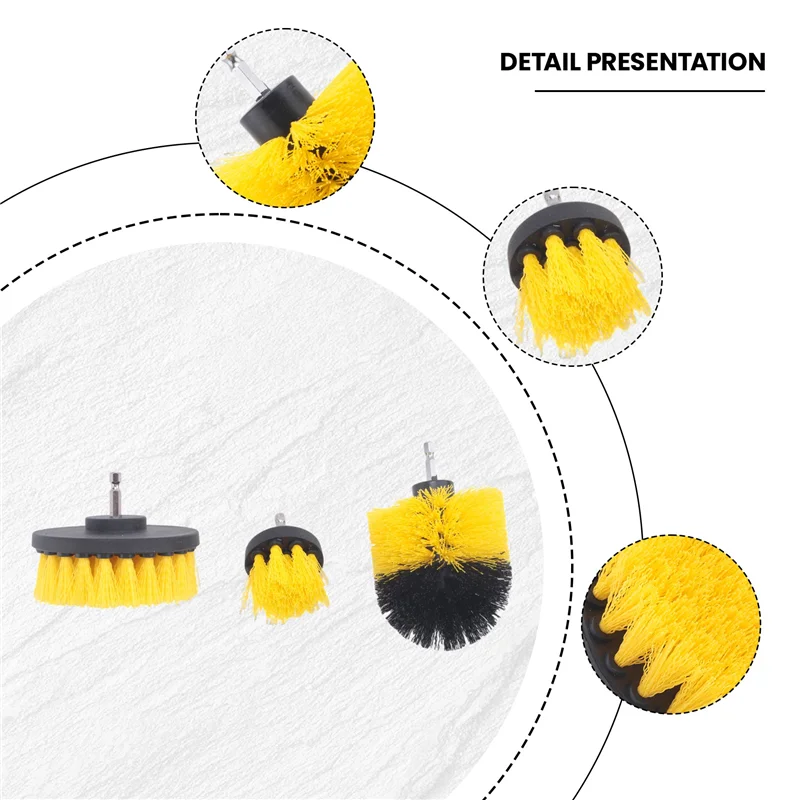 

AC88-3Pcs Eletric Drill Brush Tile Grout Power Scrubber Cleaning Tub Cleaner Combo Tool For Power Tools