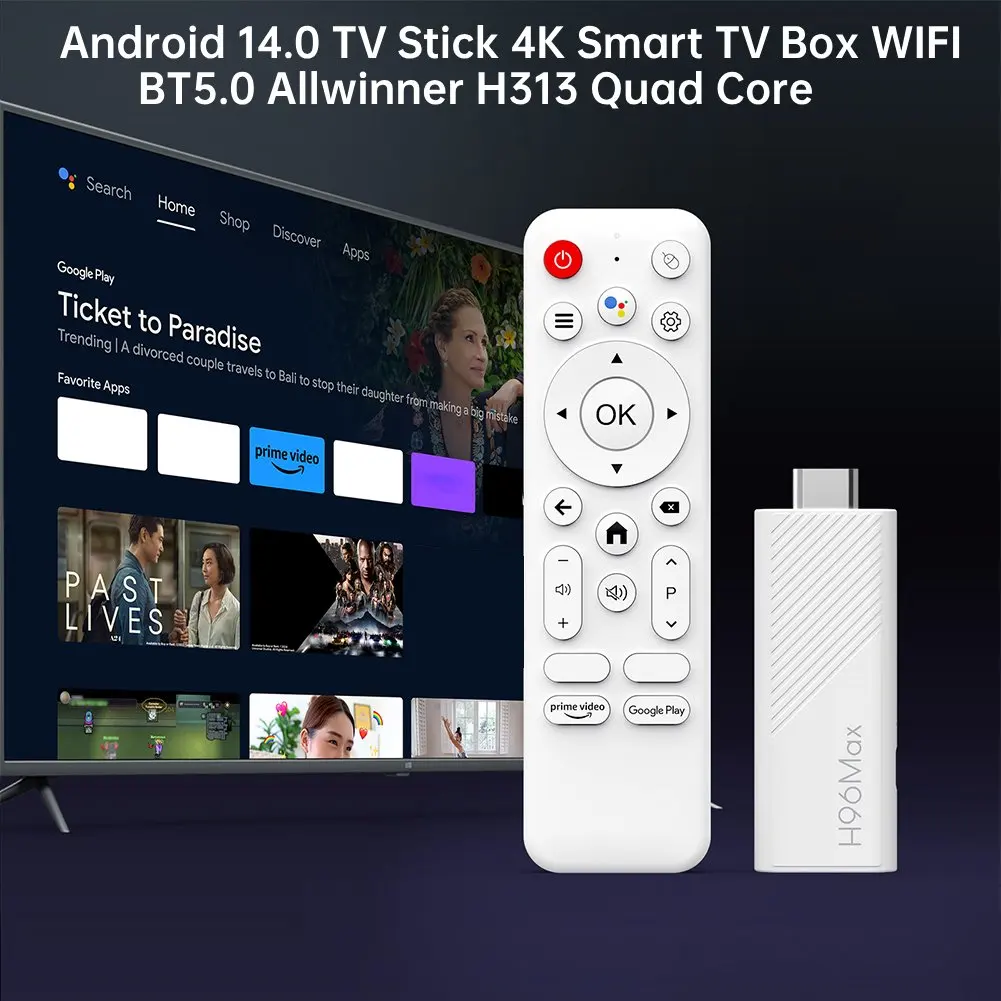 Android 14.0 TV Stick 4K Smart TV Box WIFI BT5.0 Android TV Stick for Google YouTube NETFLIX Network Media Player